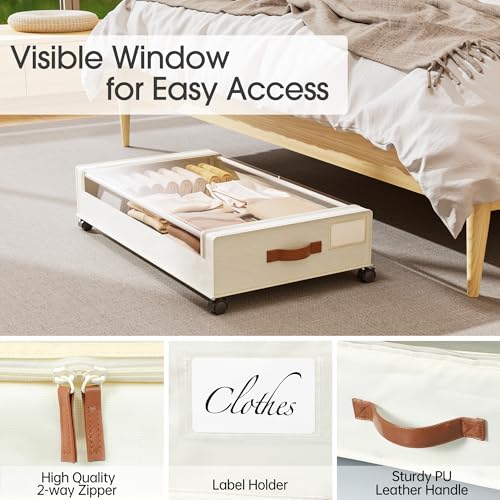 4 Pack Under Bed Storage with Wheels (4 Count)