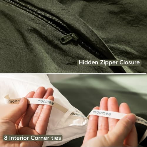 Duvet Cover Set 100% Washed Cotton Linen Like Oversized Queen (3 Count)