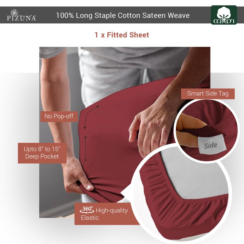 Full Cotton Fitted Sheet 400 Thread Count Rio Red