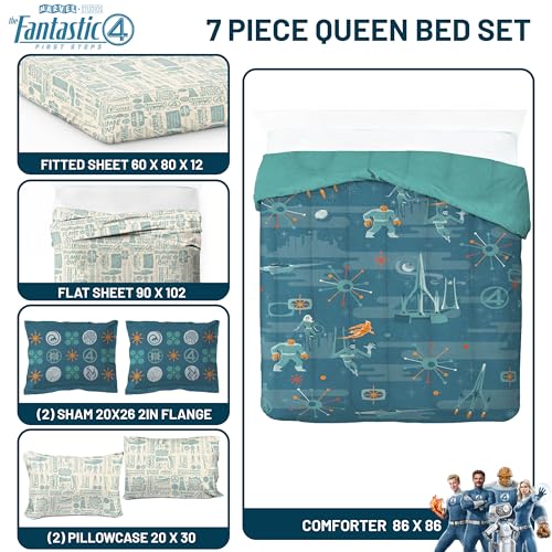 Marvel Fantastic Four Queen Comforter Set 7 Piece Superhero Bedding
