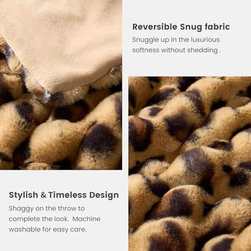 Cheetah Leopard Print Faux Fur Throw for Couch