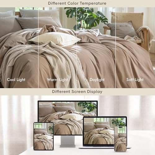 Duvet Cover Set 100% Washed Cotton Linen Like Full (16 Ounce)