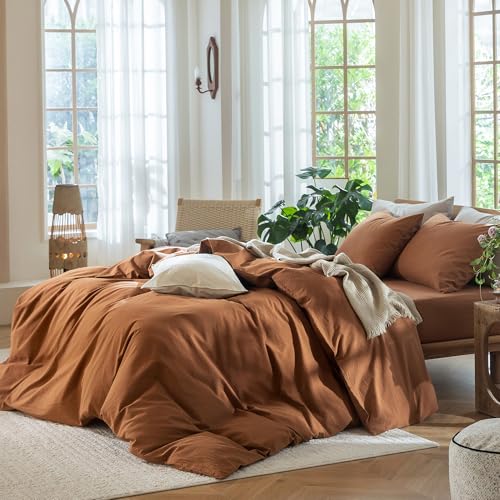 Duvet Cover Set 100% Washed Cotton Linen Like Super King Plus (3 Piece Set)