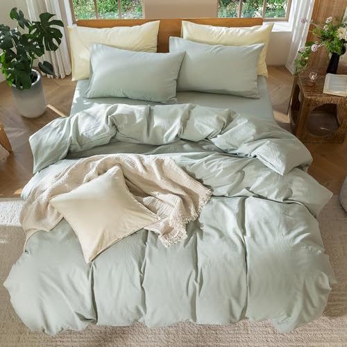 Duvet Cover Set 100% Washed Cotton Linen Like Twin