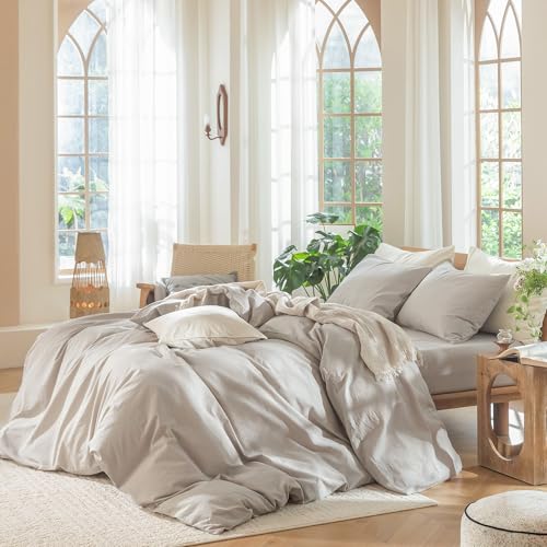 Duvet Cover Set 100% Washed Cotton Linen Like King
