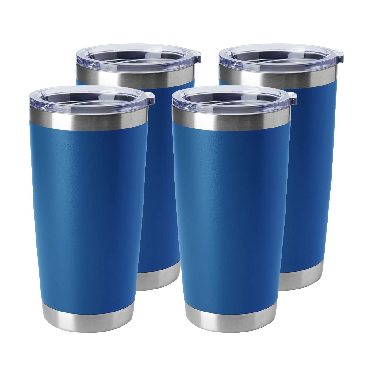20oz Tumblers Stainless Steel Mugs with Lid Double Wall Vacuum Insulated Coffee Cups for Cold & Hot Drinks (4 Count)