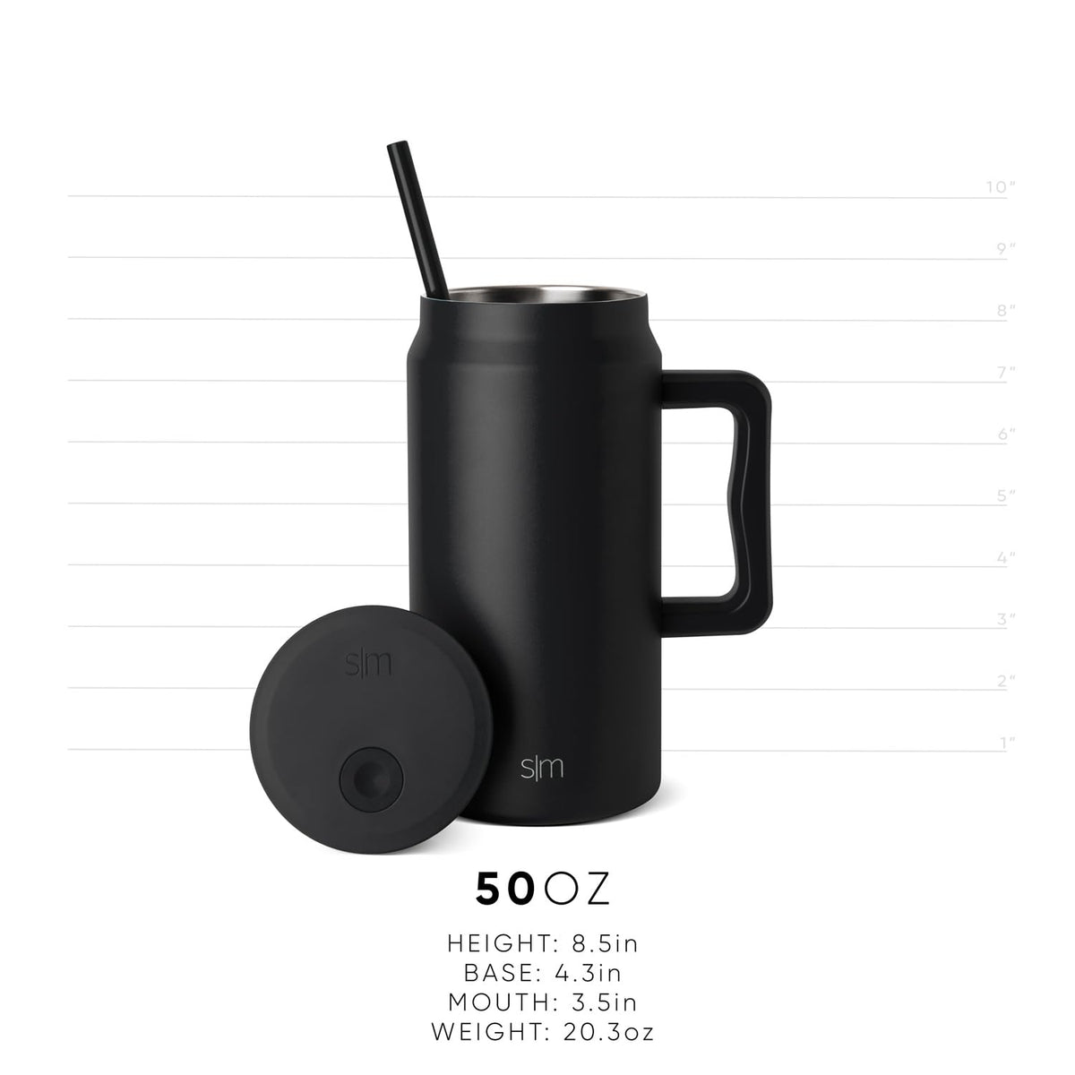 50 oz Mug Tumbler with Handle and Straw Lid