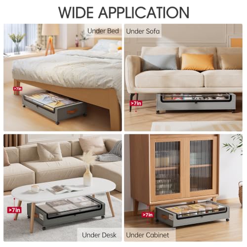 4 Pack Under Bed Storage with Wheels (4 Count)