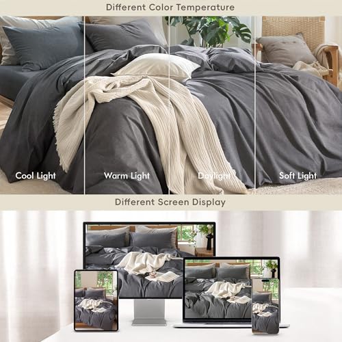 Duvet Cover Set 100% Washed Cotton Linen Like King