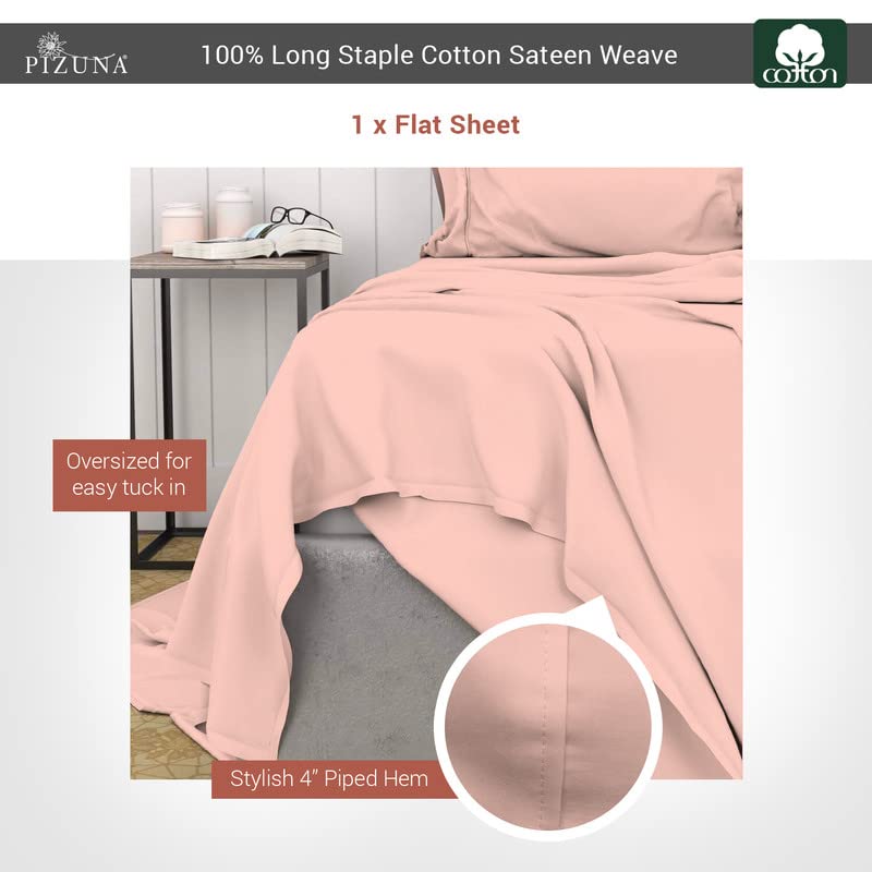 100% Cotton Full Flat Sheet 400 Thread Count Rose Pink