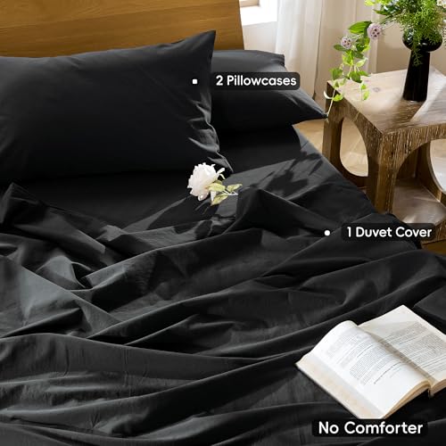 Duvet Cover Set 100% Washed Cotton Linen Like Full (64 Ounce)