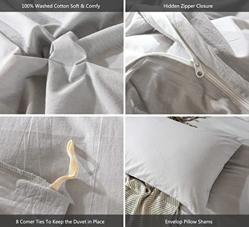 Duvet Cover Set 100% Washed Cotton Linen Like Twin