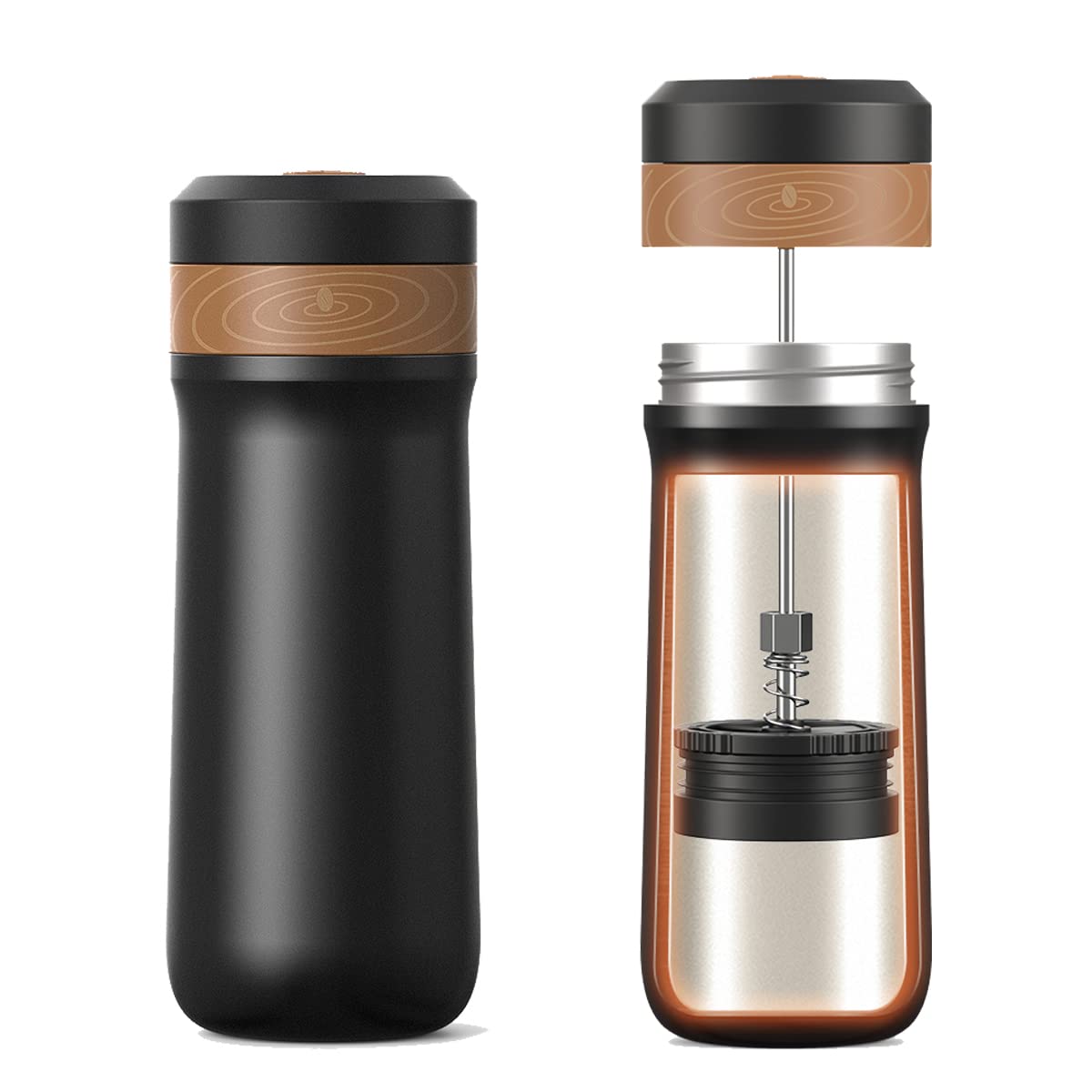 Portable French Press Coffee Maker Travel French Coffee Maker Stainless Steel Coffee Mug 12 oz Double Mesh Filter Great for Camping and Traveling
