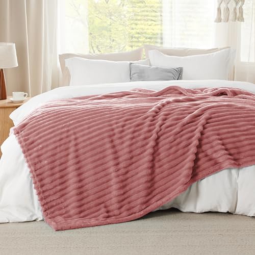 Soft King Size Blankets for Bed Dusty Pink 108"x90"
