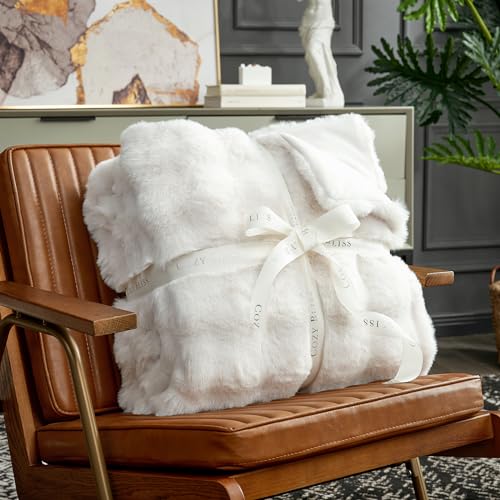 Faux Fur Throw Blanket for Couch