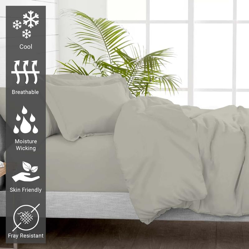 100% Cotton Twin Duvet Cover Set 400 Thread Count Silver