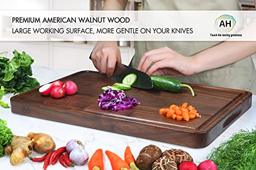 Walnut Wood Cutting Board 17x11 in Large Wooden Chopping Board