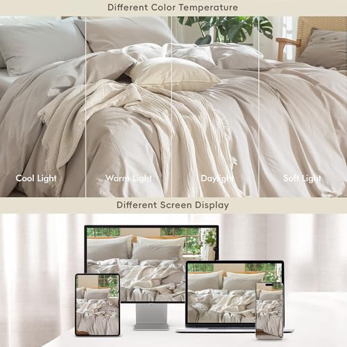 Duvet Cover Set 100% Washed Cotton Linen Like Queen