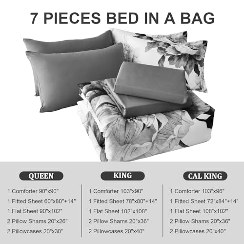 California King Comforter Set 7 Piece Bed in a Bag
