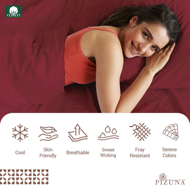 100% Cotton Sheets Set King 400 Thread Count Rio Red