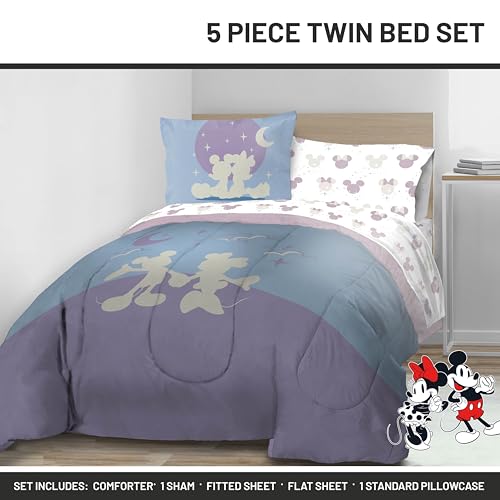 Disney Mickey and Minnie Mouse Twin Comforter Set 5 Piece Bedding