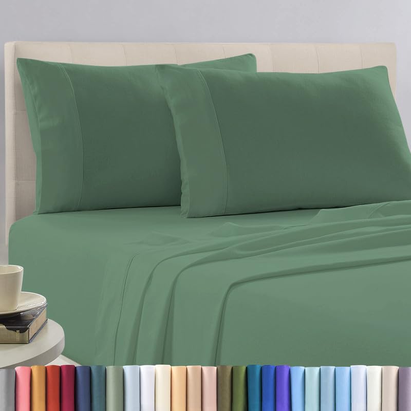 100% Cotton King Size Pillowcases 400 Thread Count Hedge Green (2 Count)