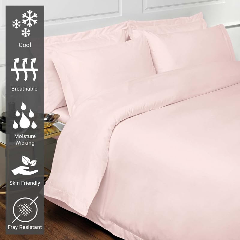 100% Cotton King Duvet Cover Set 400 Thread Count Light Pink