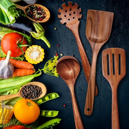 Wooden Spoons for Cooking 9 Pieces Set (9 Count)