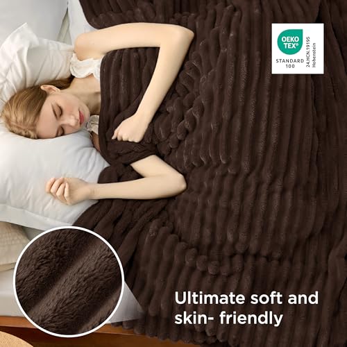 Soft Queen Size Blanket for Bed Chocolate Brown 90"x90"
