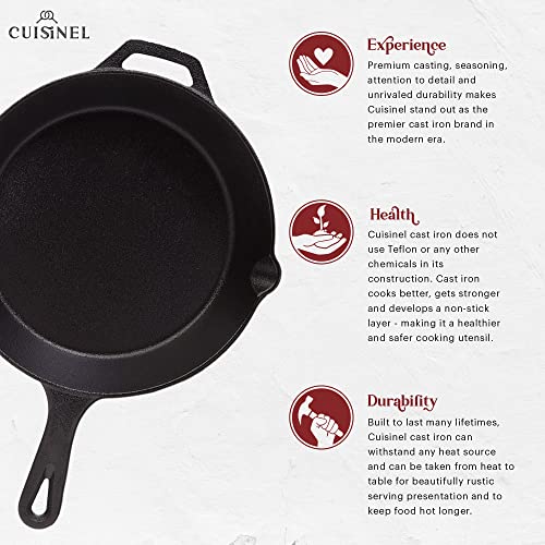 6"+8"+10+12" Inch Cast Iron Skillets Set + Glass Lids + Silicone Handle Grips