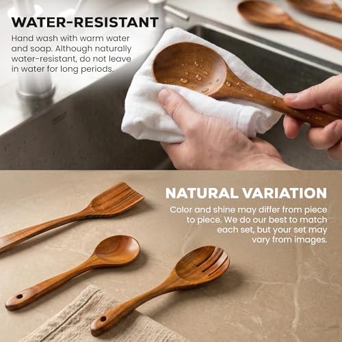 9 Piece Teak Wood Cooking Utensil Set (9 Count)