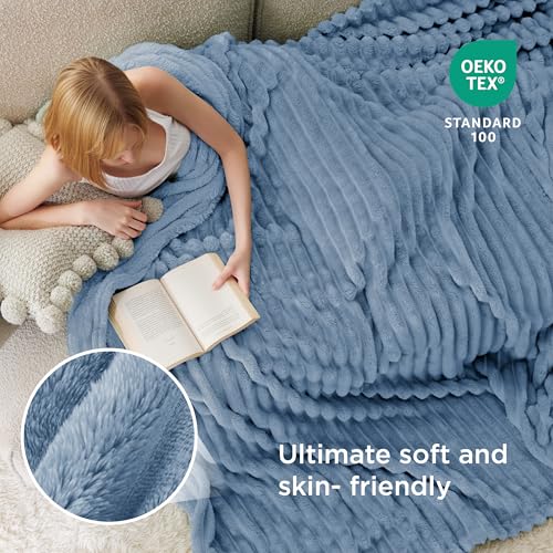 Soft King Size Blankets for Bed Blue 108"x90"
