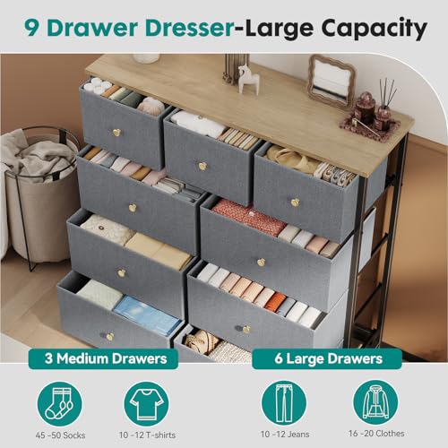 9 Drawer Dresser for Bedroom