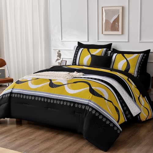 Yellow Black Comforter Set King Size