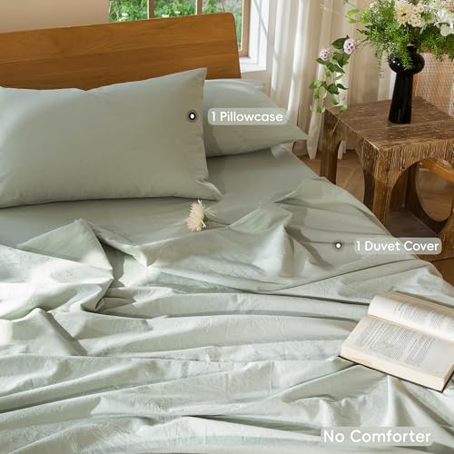 Duvet Cover Set 100% Washed Cotton Linen Like Twin