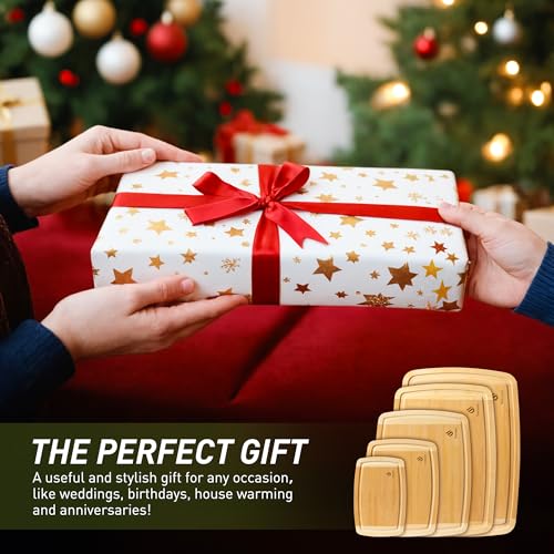 Bamboo Cutting Board Set Non Slip Feet Over Sink Eating Grilling Biard Cutboard Biard Chtting Woodcutting Cuttingboards Voard Oard Bord Dishwasher Safe 12x18 11x14 Baords Baord Veg Utting Ultimate (5 Count)