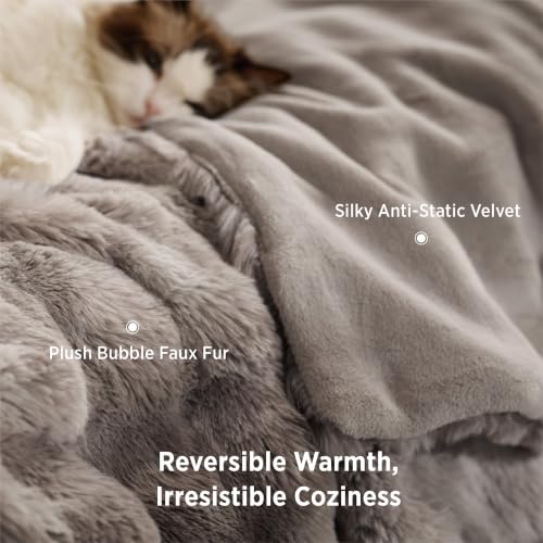 GentleSoft Bubble Faux Fur Blankets Queen Size
