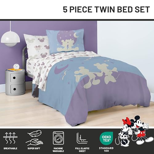 Disney Mickey and Minnie Mouse Twin Comforter Set 5 Piece Bedding