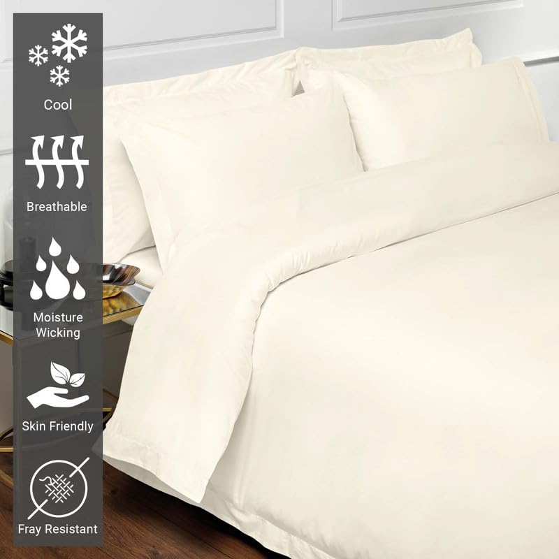 100% Cotton King Duvet Cover Set 400 Thread Count New Ivory
