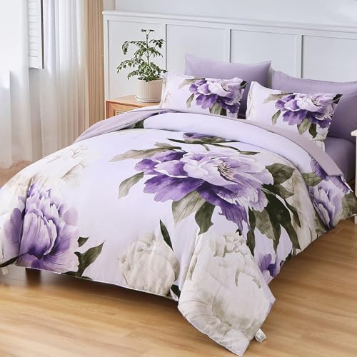Purple Comforter Set Full Size 7 Piece Bed in a Bag Full