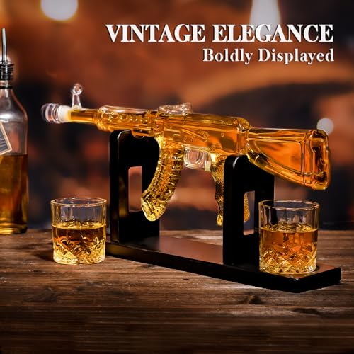 Whiskey Decanter AK47 Set with 2 Whiskey Glasses