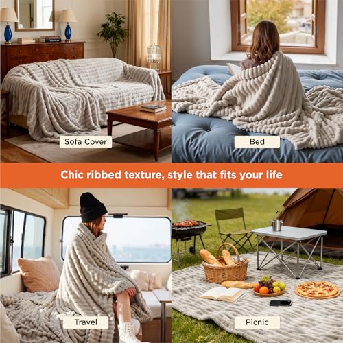 Soft Cal Size Blanket for Bed Beige 102"x96"
