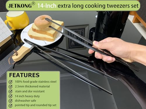 2 Pcs 14 Inch Food Tweezer Tongs Extra Long Stainless Steel Kitchen Tweezer Cooking Tweezers (2 Count)