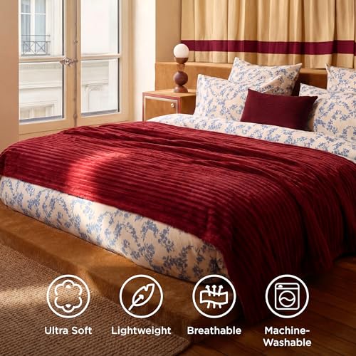 Soft King Size Blankets for Bed Red 108"x90"