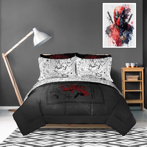 Marvel Deadpool Twin Comforter Set 5 Piece Soft Bedding for Boys