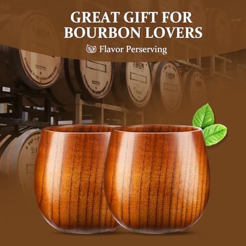 Original Wooden Whiskey Glasses Set of 2 (2 Count)