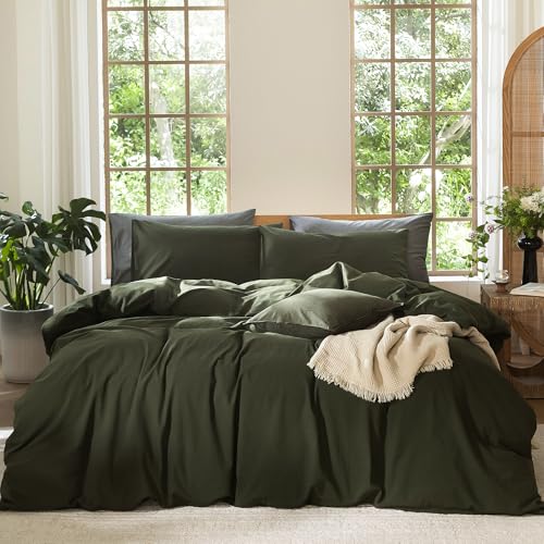 Duvet Cover Set 100% Washed Cotton Linen Like King (62.4 Ounce)
