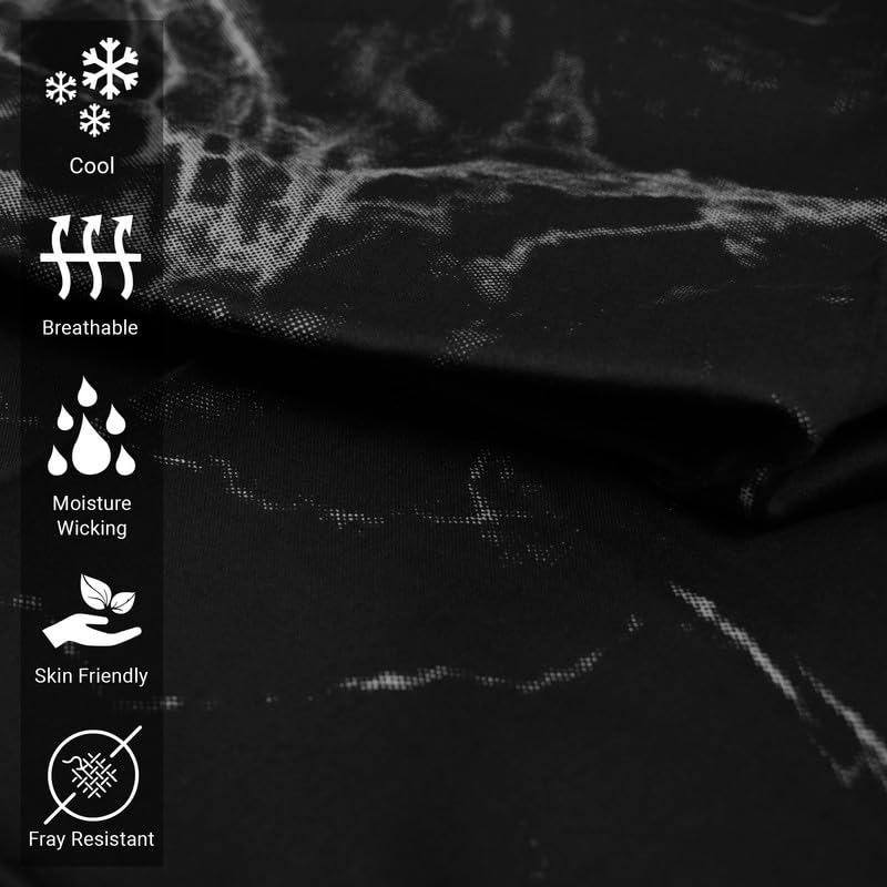 100% Cotton Marble Print Twin XL Sheets Set 400TC Black