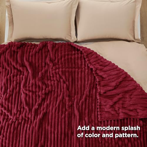 Soft Full Size Fleece Blankets for Bed Deep Red 84"x90"