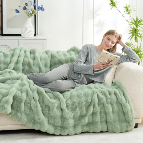 Faux Fur Throw Blanket for Couch